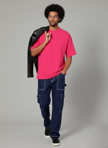 Image of Besick Oversized Plain Cotton Drop Shoulder Baggy fit Tshirt for Men
