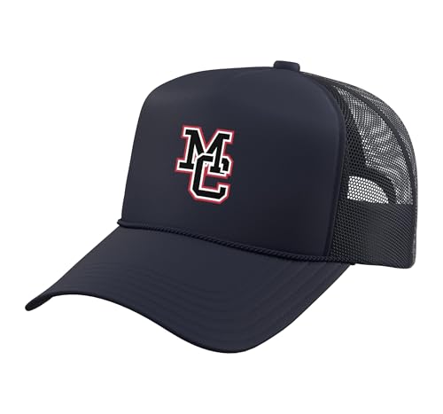 McDonald County High School Mustangs Trucker Hat with Adjustable Mesh Back, Navy Blue