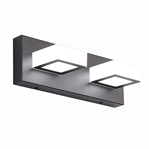 Image of Ralbay 2 Lights Black Modern Bathroom Vanity Light Acrylic LED Modern Black Bathroom Wall Lighting Fixtures