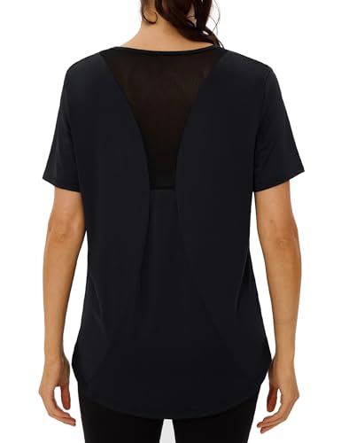 Terecey Sportshirt Damen Kurzarm Fitness Shirt Weich Locker Yoga Shirt Rundhals Schnell trocknend Funktionsshirt Leichtes Lässig Sport Workout Laufen Tops...