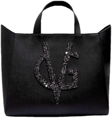 VALENTINA GIORGI - VG10- Borsa a Mano in Ecopelle Nera Saffiano con Logo in  Cristalli Sale e
