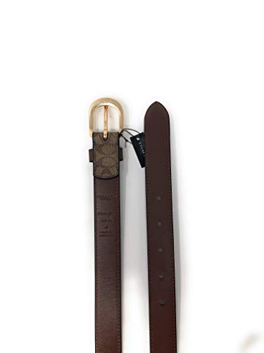 Coach Classic Belt In Signature Canvas (S, Khaki/Saddle/Gold) #TOP3