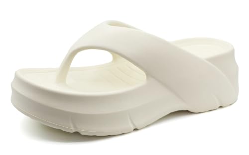 Solaud Women's Platform Flip Flops With Arch Support Summer Chunky Heeled Slides Casual Comfortable Wedge High Slip on Beach Sandals Thong Slippers