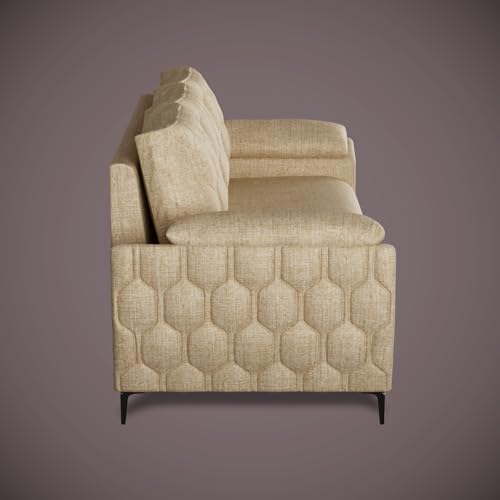 Image of Centuary Sleepables Modena Premium Sofa|Classy Quilted Suede Fabric Upholstery|Fiber-Filled Back Cushion|Wide Plush Fibrefilled Armrests|Ergonomic Lumbar Support |Warm Beige|3 Years Warranty
