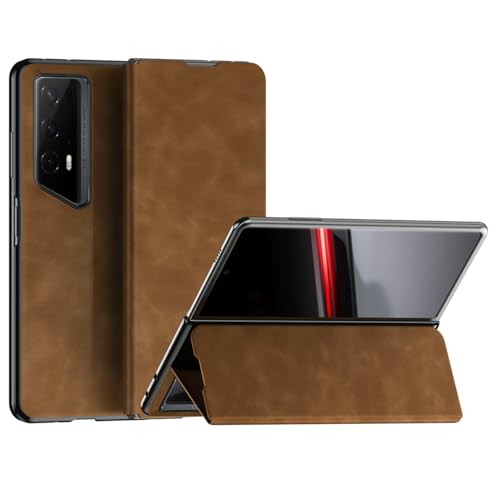 Coque Honor Magic V2 RSR rigide en PC antichoc et cuir marron rétro