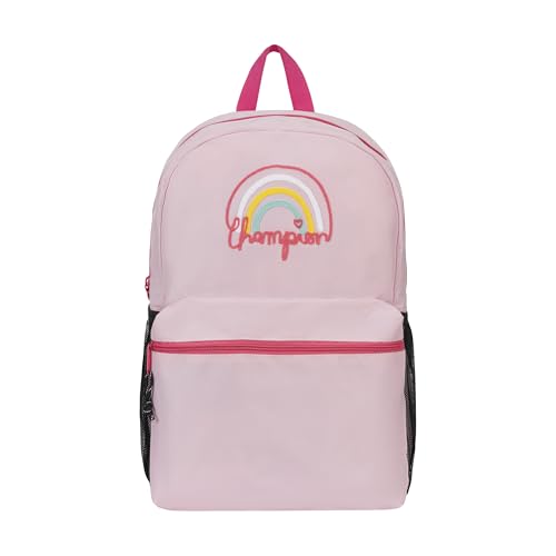 Champion Kids' Merit Backpack with Padded Straps, Water Bottle Pocket and Laptop Compartment for Daily Use, Rose/Hot Pink, One Size