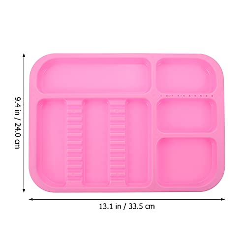 Healifty Instrument Tray Dental Dentist Instrument Tray Autoclavable Tray Plastic Tray Divided Separate Tray Pink #TOP6