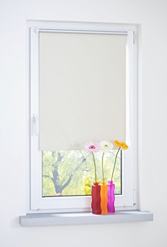 Liedeco® Rollo Klemmfix Thermobeschichtet - 45 x 150 cm Creme lichtundurchlässig verspannt Blickdicht verdunkelnd stufenlos verstellbar/kein Bohren, Klemmen/Klemmfix Rollo Sonnenschutz Sichtschutz