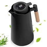 Thermoskanne 1L Isolierkanne mit Temperaturanzeige, Kaffeekanne Thermo...