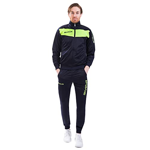 100% Poliestere. Givova Visa - Tuta da ginnastica, BLU-GIALLO FLUO, XXXL