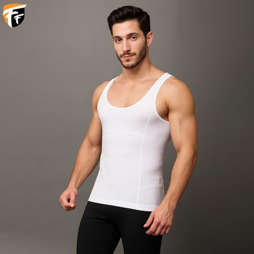 Image of FF Mens Cotton Compression Shirt Slimming Body Shaper Vest Sleeveless Waist Trainer Workout Tank Top Tummy Control Shapewear