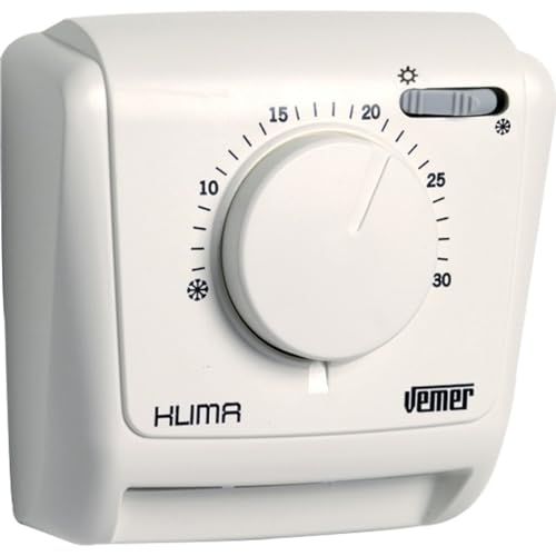 VEMER VE023800 KLIMA SW - Termostato Mecánico de Ambiente a Membrana de Gas, Selector Verano/Invierno, Blanco