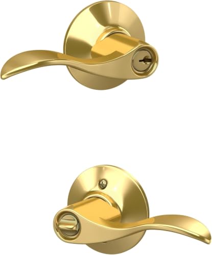 Image of Schlage F51A Acc 605 Accent Lever, Keyed Entry, Bright Brass (Pack of 8)