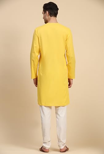 Image of SKAVIJ Men's Pure Cotton Solid Kurta Pajama Set Round Neck Casual Yoga Dress
