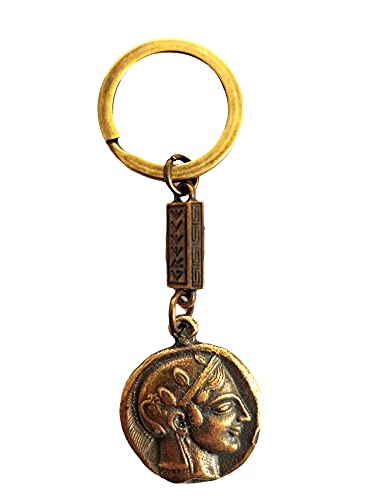 Athenian Two Sided Keyring with Goddess Athena and the Owl of Wisdom