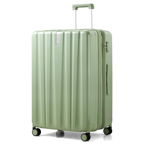 Image of Hanke 29 Inch Expandable Checked Luggage Lightweight PC Hard Shell Luggage Suitcases with Wheels Travel Luggage Rolling Large Suitcase Travel Luggage Bag for Study Abroad.(Bamboo Green)