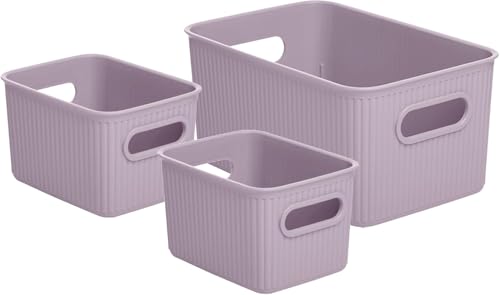 Boîtes de rangement lilas Superio en plastique pour tiroirs et placards