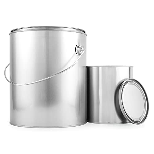 1 Gallon Empty Paint Can + 1 Quart Empty Paint Can (Combo 2-Pack); Unlined Metal Cans W/ Lids #TOP4