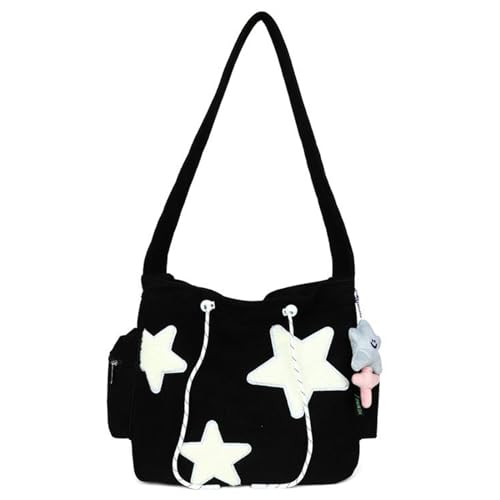 Cute Messenger Bag, Aesthetic Kawaii Canvas Crossbody Bag, Star Shoulder Bag Purse for Women Girls