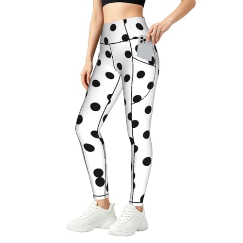 Leggings de entrenamiento con bolsillos laterales y estampado de lunares para gym