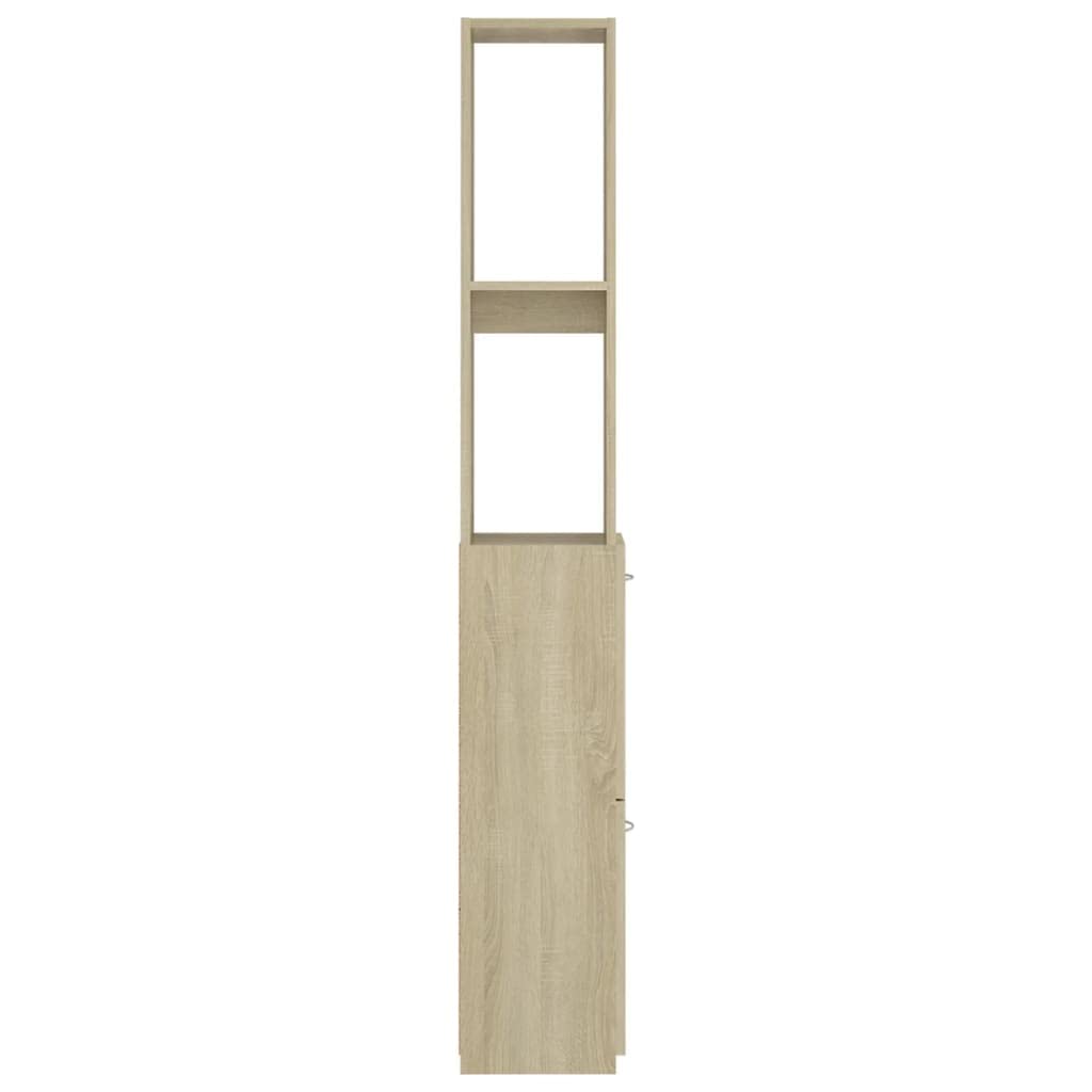 Armario de baño de roble Sonoma, material de madera, 25 x 26,5 x 170 cm, armario alto con espacio de almacenamiento para baño, montaje en pared, ahorra espacio y robusto, ideal para muebles