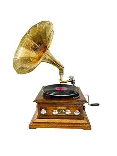 GRAMOPHONE WITH MORNING GLORY HORN & RECORD