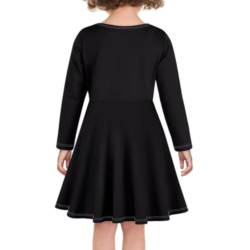 Little Girls Long Sleeve Dress Princess Dress Swing Skater Twirl Midi Dress Knee-Length Pleat Dress 3-16 Year4
