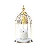 nearus Candle Warmer Lamp, Auto Shut Off and Brightness Heat Level Control with Timer and Dimmable Switch, Top-Down Candle Melting with Marble Base and 2 Bulbs(Gold)
