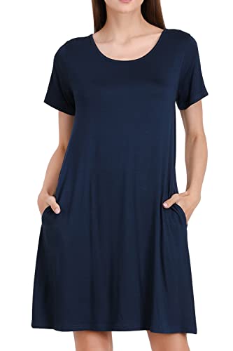 Image of Miss Lavish London Women's Relaxed Fit T Shirt Dress with Pockets Short Sleeve Summer Vacation Dresses