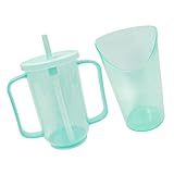 SOPOTUTU 2 Vasos para Convalecientes 350 Ml y 250 Ml, Tazas para Pacientes Postrados en Cama, Anti-derrames, Material Irrompible, Diseño Inclinado para Prevención de Asfixia, Taza
