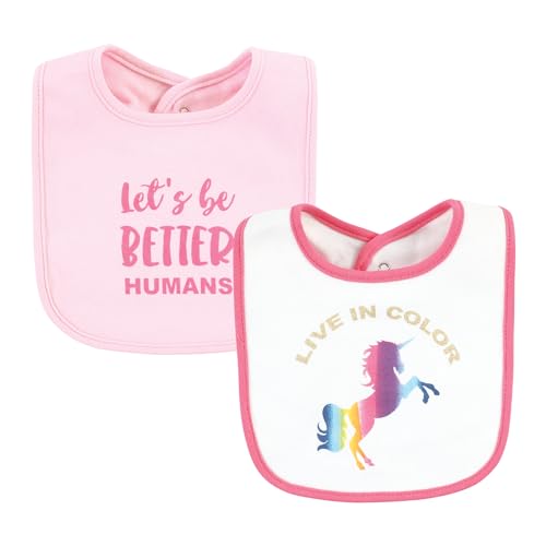 Image of Hudson Baby Unisex Baby Cotton Bibs, Empowerment, One Size