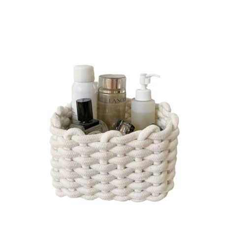 Chunky Knit Storage Basket, Cotton Rope Organizer,...