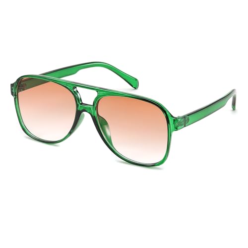 Image of FEISEDY Vintage Retro 70s Plastic Aviator Sunglasses Women Men Classic Large Squared Frame B2751