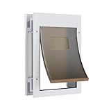 Rseord Medium Metal Dog Door 11 ¼ ”x 15 ¾” Medium Dog Door for Wall and Door Pet Door with 2 Lock & Durable Aluminum Frame, Doggy Door for Dogs and Pets, White