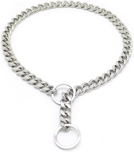 Runsweat滑り止めPチェーン付き犬用首輪、ステンレススチール製、調節可能、小型犬、中型犬、大型犬に適しています (3.0*55cm)