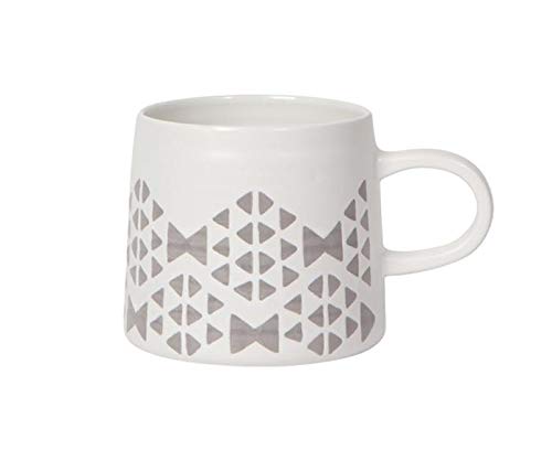 White Stoneware Geometric Mountain Design
