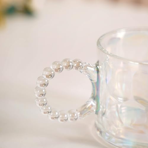 Image of Nestasia Set of 4 Iridescent Glass Tea Cups | Perfect for Green Tea, Coffee, Tea, Milk, Hot Chocolate & Cappuccino (325ml)