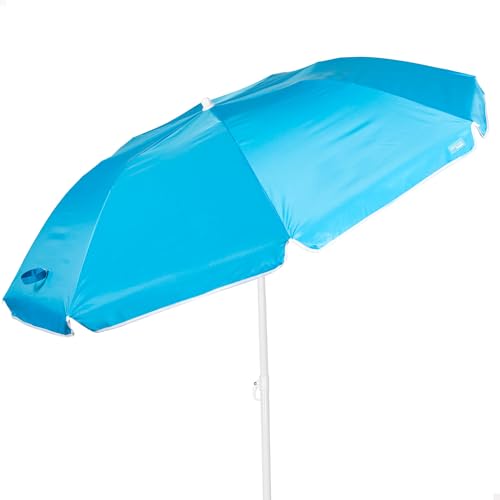 AKTIVE Strandschirm, 180 cm, kompakt zusammenklappbar, blau, UV50-Schutz, neigbar und...