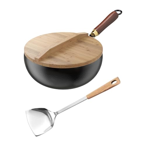 Wok de hierro para cocina con mango de madera, 26 cm miniatura 1