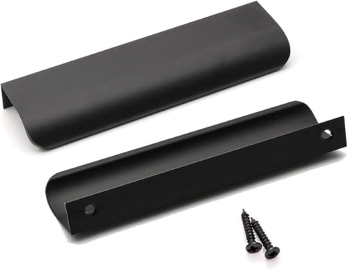 Image of Goldenwarm Black Cabinet Handles 5 Inch 50 Pack, Finger Pulls for Cabinets, Edge Pull for Dresser Drawers, Aluminum Alloy, Modern Kitchen Hardware for Dresser Bathroom Closet and Cupboard