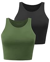 BryticFlow Damen Crop Top Sportshirt – Doppellagig mit High Neck & Racerback – Atmungsaktives Fitness Tanktop für Yoga, Gym und Laufen 2er Pack Schwarz/Grün L