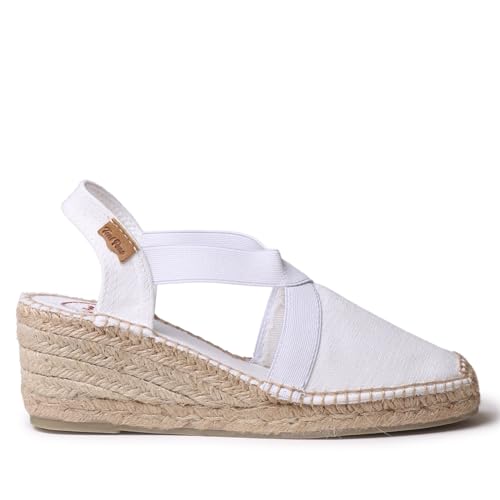 Toni Pons Women, Ter, Linen Elastic Strap Wedge Espadrille
