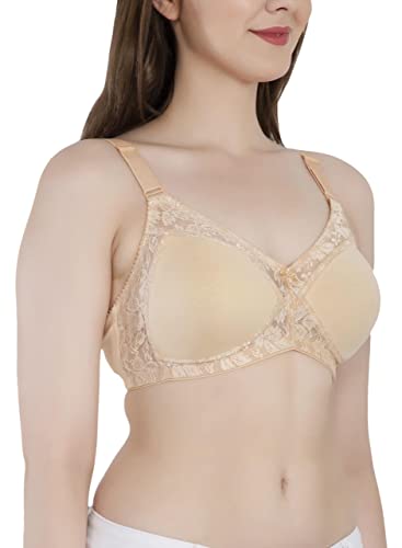 Image of Women's Seamless Padded Bra | Full Coverage | Cotton Stretch Fabric and Nylon Lace | Broad Adjustable Straps