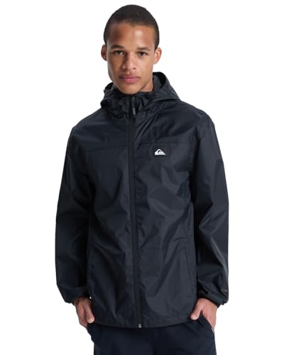 Quiksilver Overcast 3K Tape - Chaqueta impermeable con capucha para hombre, L, color negro