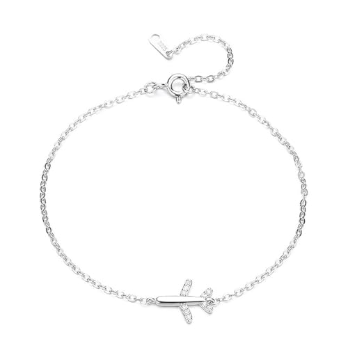 Cubic Zirconia Airplane Bracelet for Women 925 Sterling Silver Fly