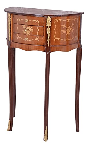 Barock Wandkonsole mit Intarsien Holz Konsole 3 Schubladen 72x45x26 cm...