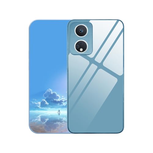 UPLAI Funda para OPPO A98 5G, Ultra Delgado Vidrio Templado Antigolpes Carcasa, Premium PC + TPU Bumper Suave Silicona Elegante Estuche Caso. Azul