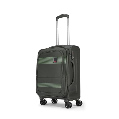 Image of VIP Triumph 8 Wheel Cabin (Small Size) Soft Case Trolley Bag | TSA Lock | Expandable Polyester Luggage | 3 Year International Warranty | Anti-Theft Zipper | 57 CM Suitcase for Travel | Ivory Green
