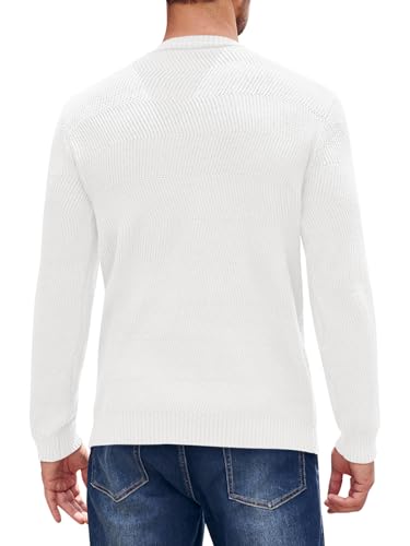 Beotyshow Men's Long Sleeve Crew Neck Casual Textured Sweaters Heavyweight Pullover Jumper4