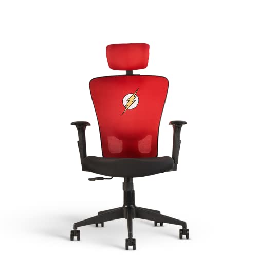 Image of CELLBELL Leo Series Flash Ergonomic High Back Fabric Office Chair /Gaming /Computer /Cyber Chair with 3D Arm Rest and Moulded Foam Seat (Apple Red)